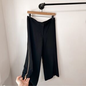 Cushnie Et Ochs Womens Silk Crepe Cropped Pant With Side Gold Zippers in Black 6